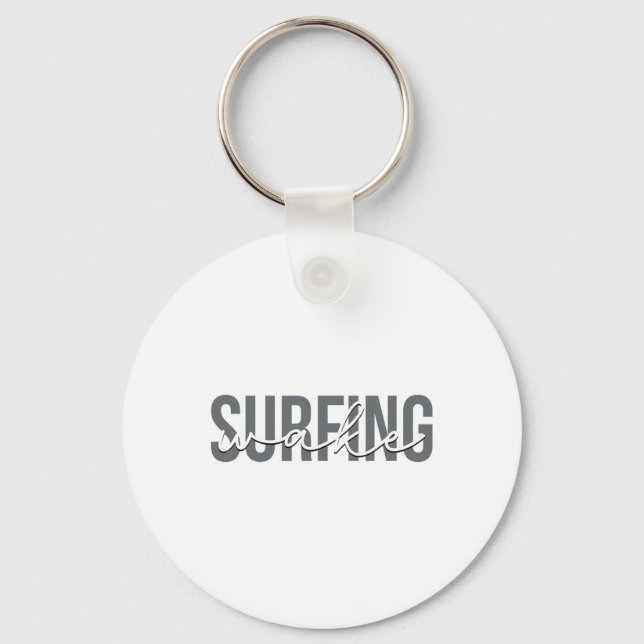 Wake Surfing Wakesurf Wake Surfer Surfing Boat  Keychain (Front)