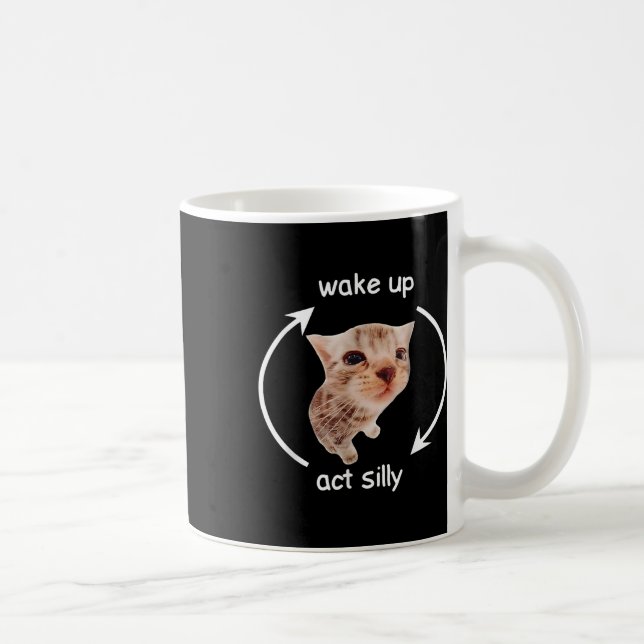 Wake Up Act Silly _ Crying Banana Cat Meme  Coffee Mug (Right)