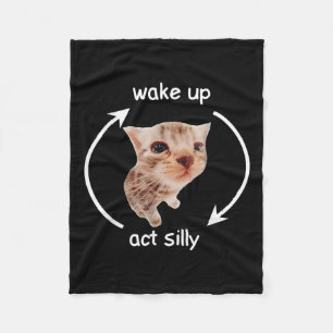 Wake Up Act Silly _ Crying Banana Cat Meme Fleece Blanket