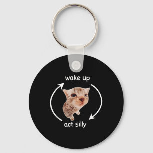 Wake Up Act Silly _ Crying Banana Cat Meme Keychain