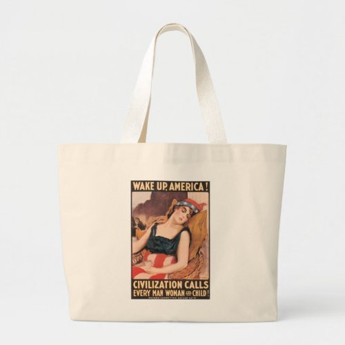 Wake Up America Large Tote Bag