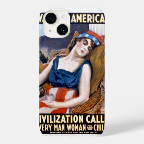 Wake Up America Vintage Patriotic Freedom Art Case_Mate iPhone 14 Case