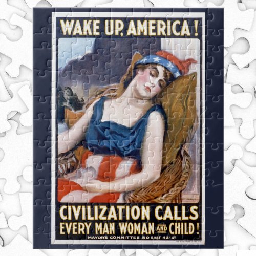 Wake Up America Vintage Patriotic Freedom Art Jigsaw Puzzle