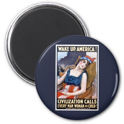 Wake Up America Vintage Patriotic Freedom Art Magnet