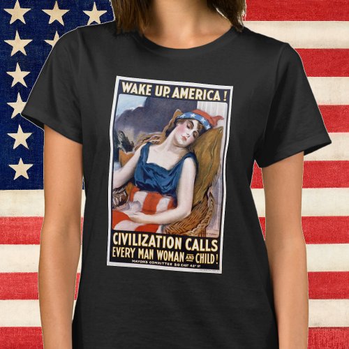 Wake Up America Vintage Patriotic Freedom Art T_Shirt