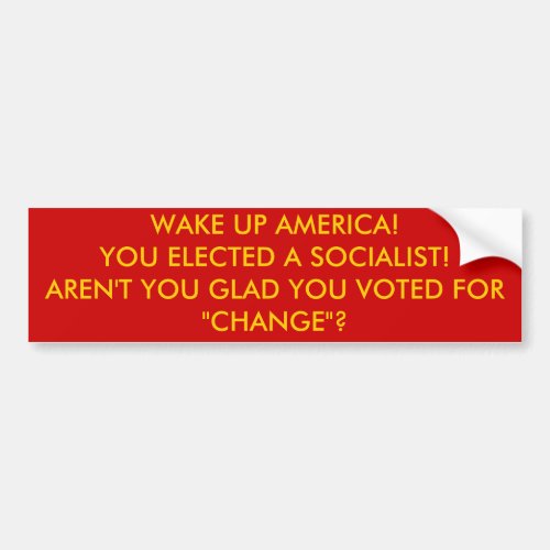 WAKE UP AMERICAYOU ELECTED A SOCIALISTARENT  BUMPER STICKER