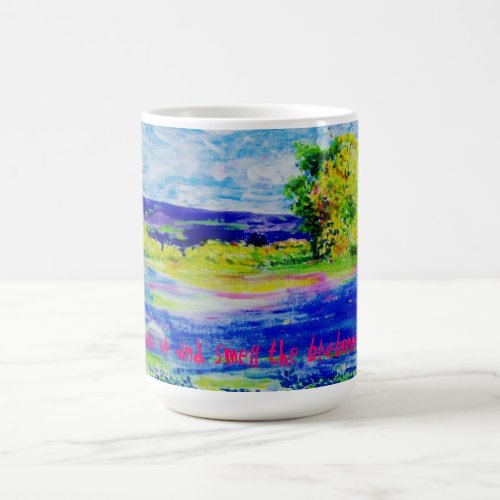 wake up and smell the bluebonnets coffee mug