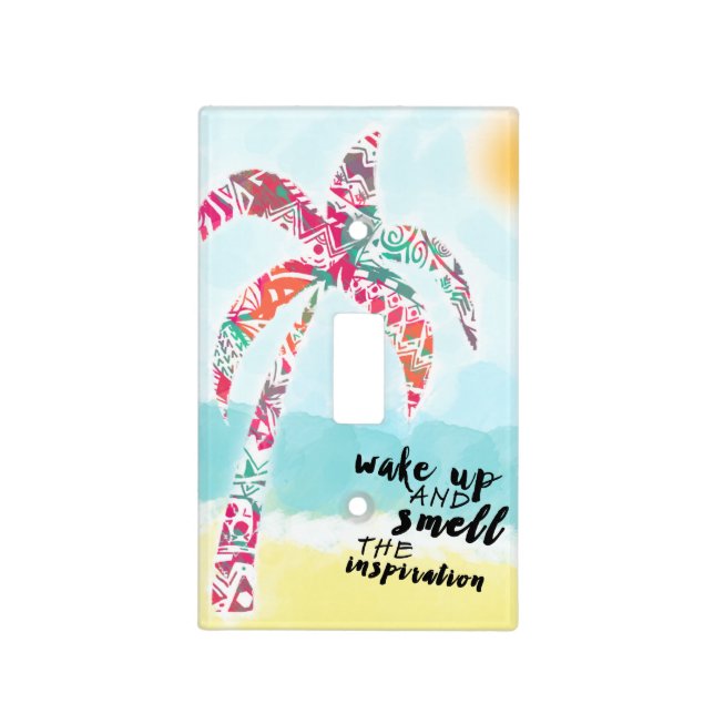 wake up and smell the inspiration, beach and palm light switch cover (Front)