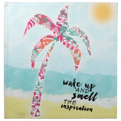 wake up and smell the inspiration beach and palm napkin