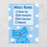 Wake Up Be Fabulous Repeat | Milo Blue Cat Postcard