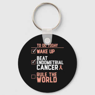 Wake Up Beat Endometrial Cancer Rule the World Keychain