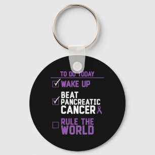 Wake Up Beat Pancreatic Cancer Rule the World Gift Keychain