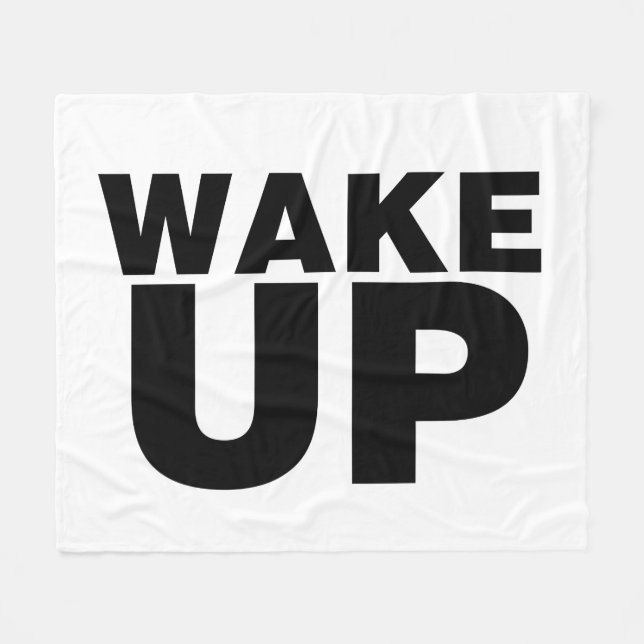 Wake Up Black Fleece Blanket (Front (Horizontal))