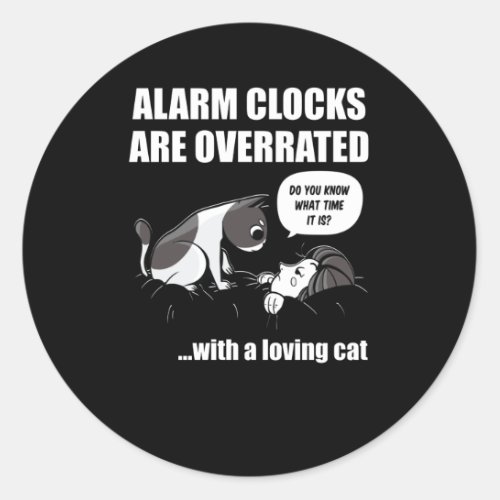 Wake Up Cat Classic Round Sticker