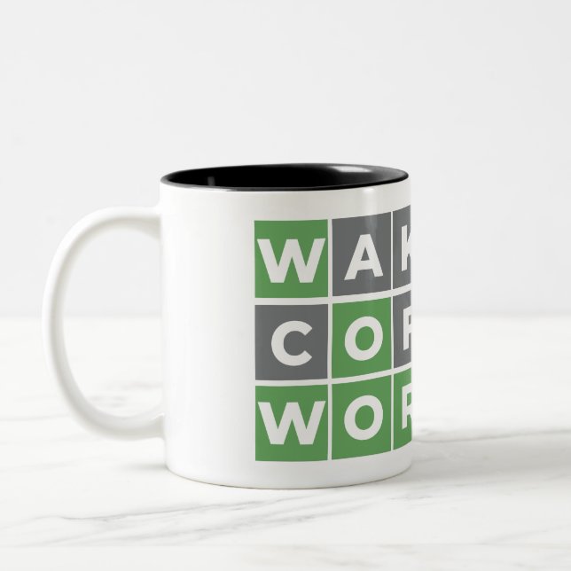 Wake Up Coffee Wordle Original  Two-Tone Coffee Mug (Left)