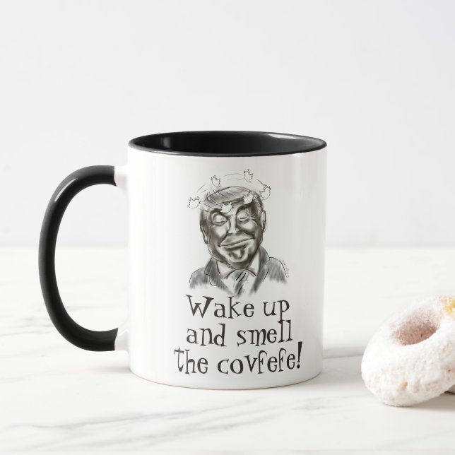 Wake Up Donald Trump Covfefe Mug (With Donut)
