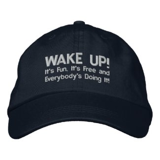 WAKE UP! EMBROIDERED BASEBALL CAP