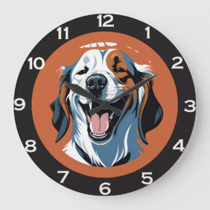 Wake up!!! Golden retriever Pop Art by CallisC Large Clock