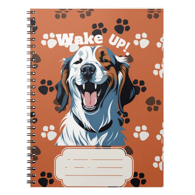 Wake up!!! Golden retriever Pop Art by CallisC  Notebook (Front)