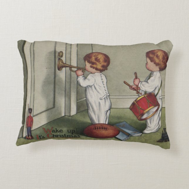 Wake Up Its Christmas cute child illustration Accent Pillow (Back)