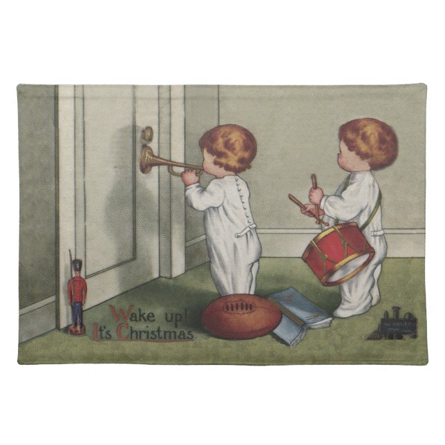 Wake Up Its Christmas cute child illustration Cloth Placemat (Front)