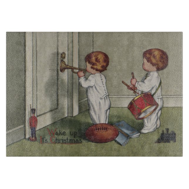 Wake Up Its Christmas cute child illustration Cutting Board (Front)