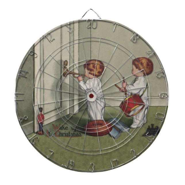 Wake Up Its Christmas cute child illustration Dartboard With Darts (Front)