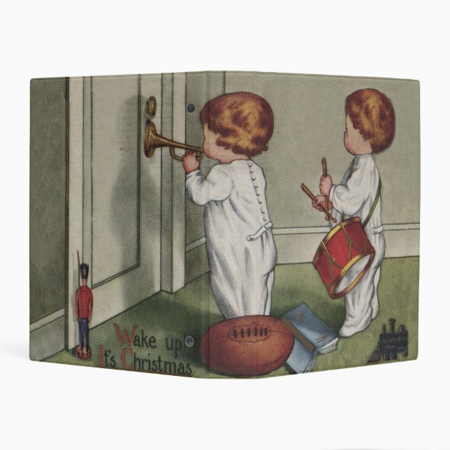 Wake Up Its Christmas cute child illustration Mini Binder (Background)