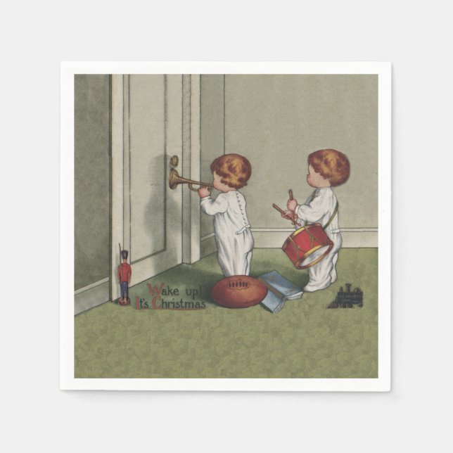 Wake Up Its Christmas cute child illustration Napkins (Front)