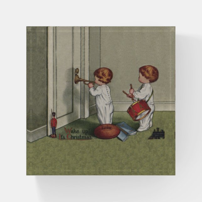 Wake Up Its Christmas cute child illustration Paperweight (Front)