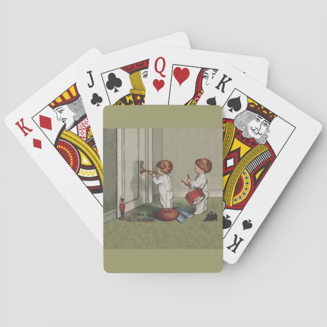 Wake Up Its Christmas cute child illustration Poker Cards (Back)