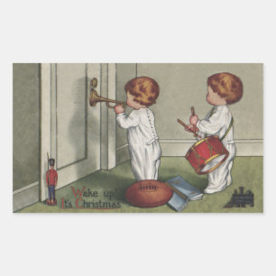 Wake Up Its Christmas cute child illustration Rectangular Sticker