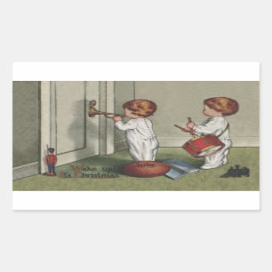 Wake Up Its Christmas cute child illustration Rectangular Sticker