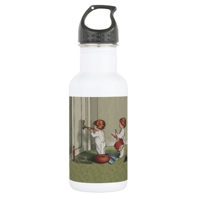 Wake Up Its Christmas cute child illustration Stainless Steel Water Bottle (Front)