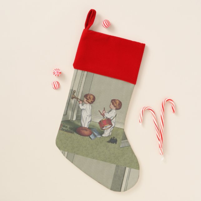 Wake Up Its Christmas cute child illustration Stocking (Front)