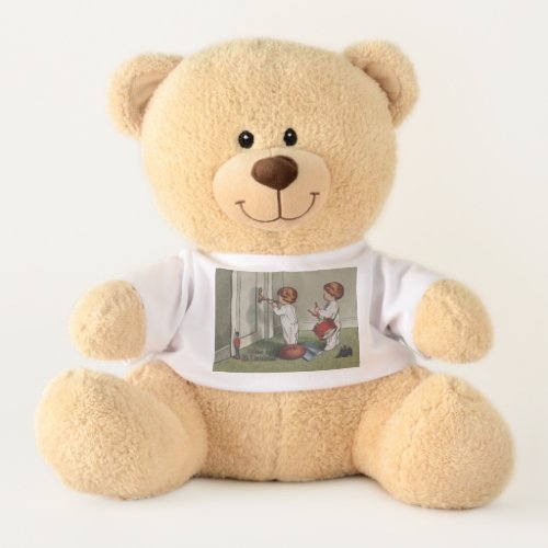 Wake Up Its Christmas cute child illustration Teddy Bear