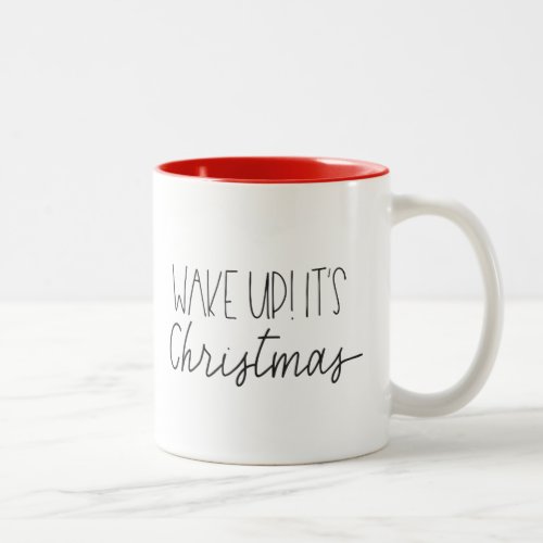 Wake Up Its Christmas cute face lashes Two_Tone Coffee Mug