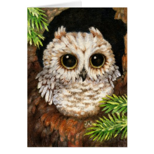 Wake Up, Little Owl - Cute Forest Baby Art Card