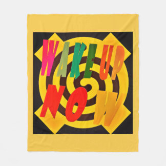 WAKE UP NOW SAND COLORED DESIGN WITH RED BLACK FLEECE BLANKET