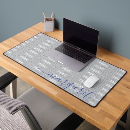 Wake Up Pray Hustle Gray Personalized  Desk Mat