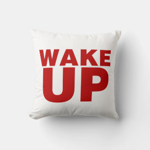 Wake Up Red Throw Pillow