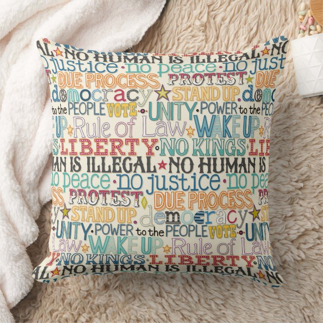 wake up stand up typography throw pillow (Blanket)