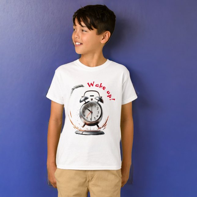 Wake up T-shirt with ringing alarm clock (Creator Uploaded)