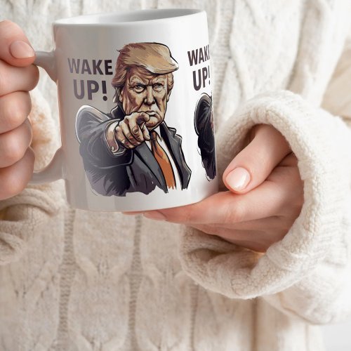 Wake Up Trump Cartoon Illustration Coffee Mug