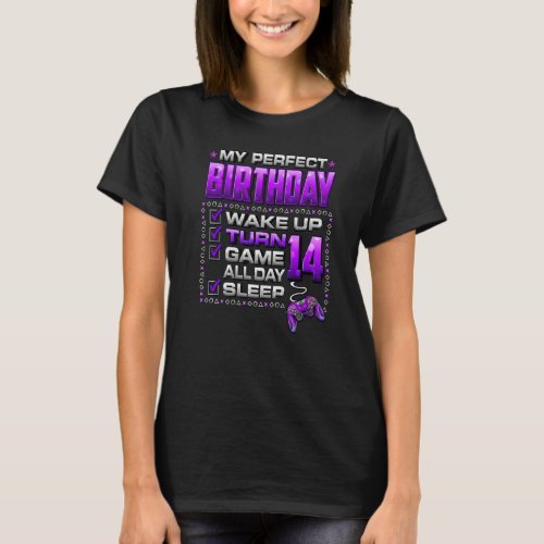 Wake Up Turn 14 Game All Day Shirt Gamer 14th Birt