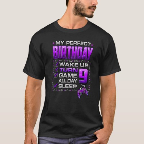 Wake Up Turn 9 Game All Day Shirt Gamer 9th Birthd