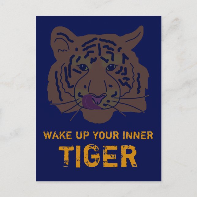 Wake Up Your Inner Tiger Inspirational Postcard (Front)