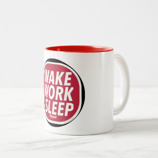 Wake, Work, Sleep repeat Print Novelty Two-Tone Coffee Mug