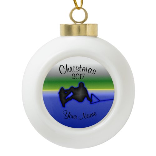 Wakeboard Ceramic Ball Christmas Ornament