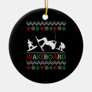 wakeboard Funny Christmas Ceramic Ornament
